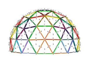 Plano de domo geodesico de 6 metros en Acidome