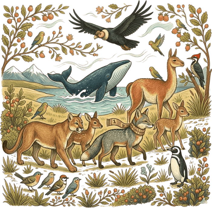 Animales de la Patagonia ilustrados
