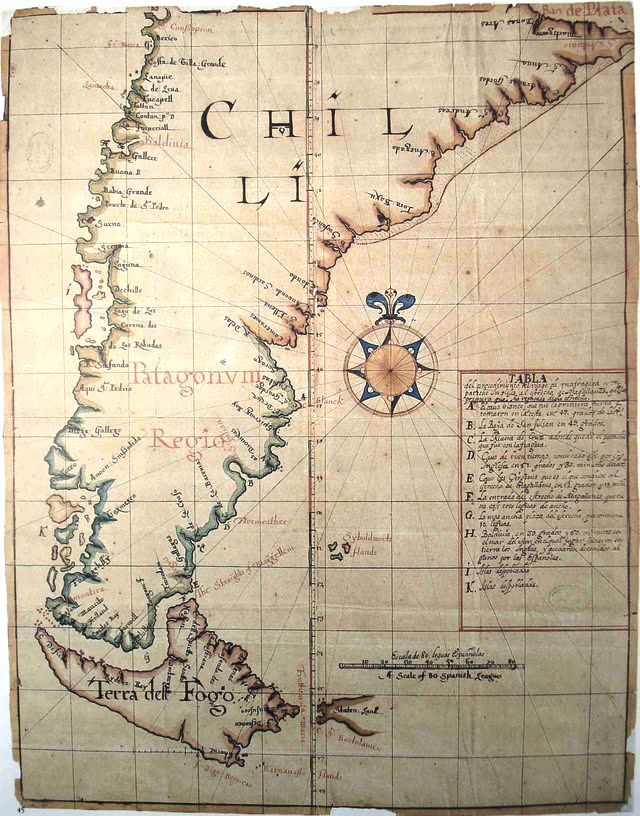 Mapa histórico de la Patagonia año 1671