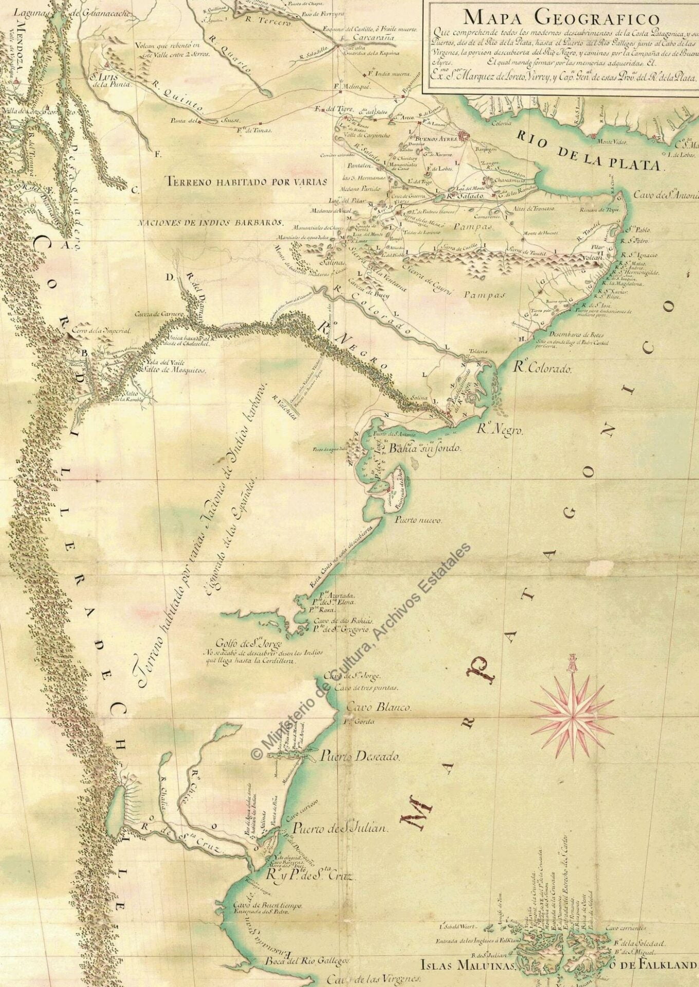 Mapa histórico de la Patagonia año 1786