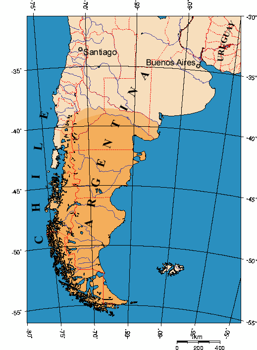 Mapa actual de la Patagonia