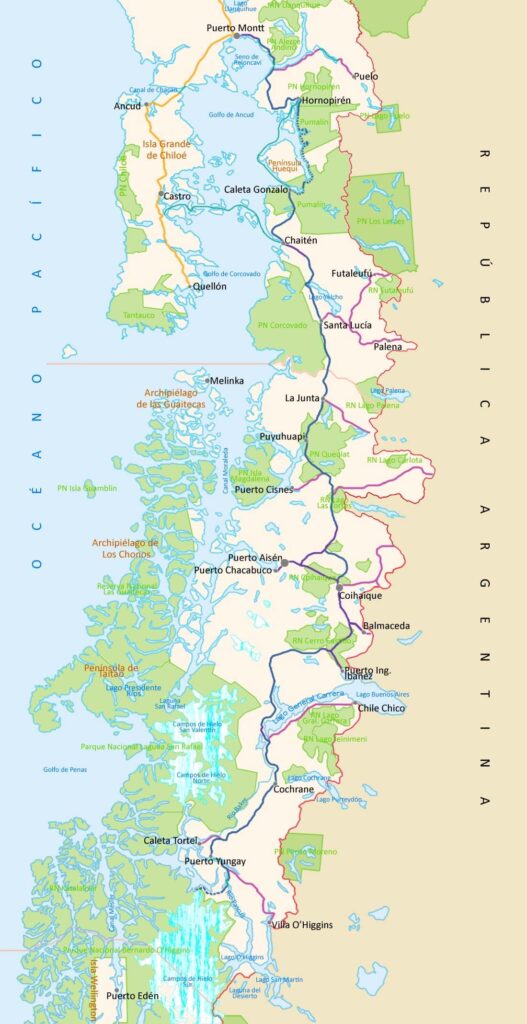 Map of the Carretera Austral