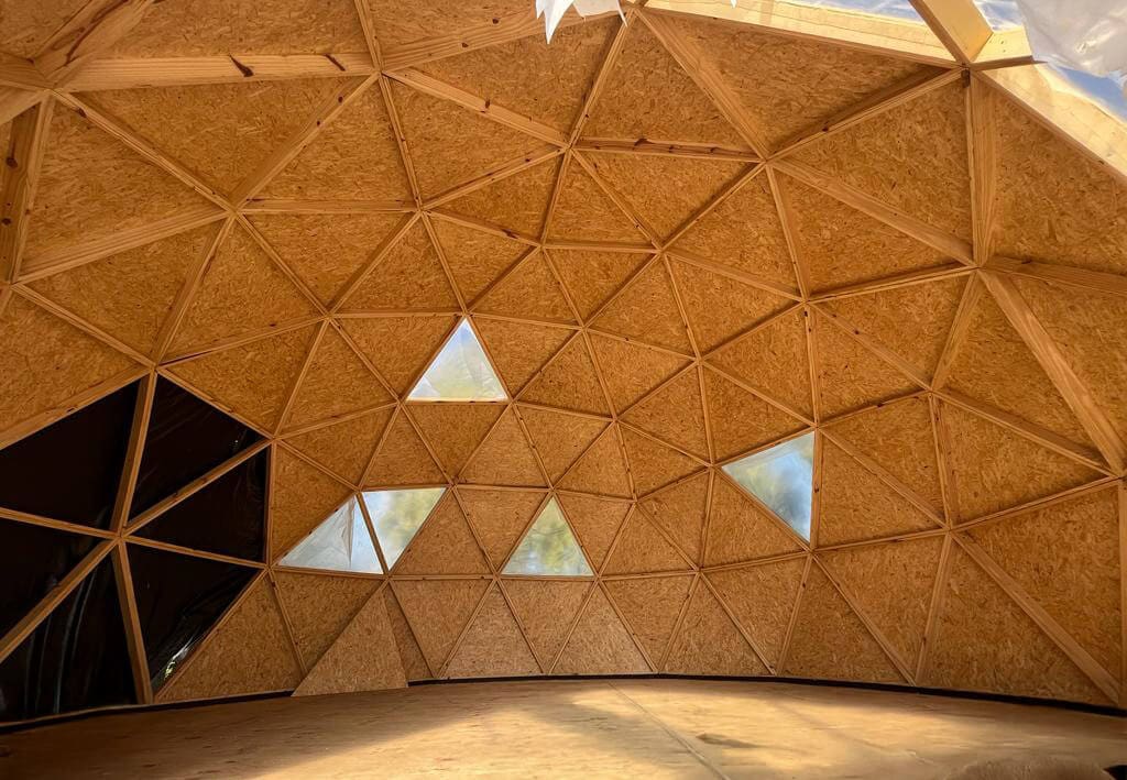 Installation and Protection of OSB Panels in a Geodesic Dome