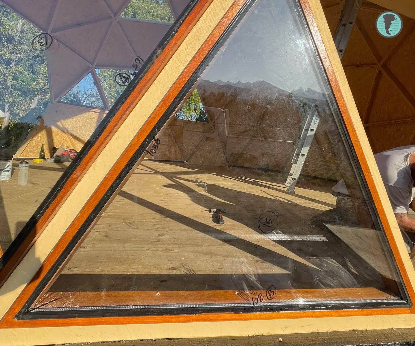 Glass installed in wood frame